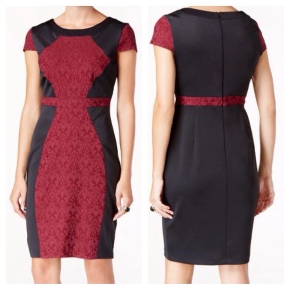 Signature by Sangria Dresses & Skirts - Sangria oxblood / burgundy colorblock dress